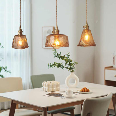 Delira Hanglamp Glas Amber Vintage