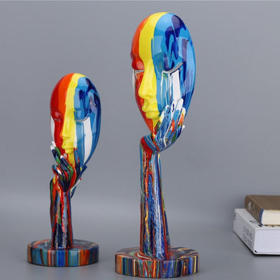 Delira Beeldje Abstract Gezicht Handbeschilderd Kunstobject