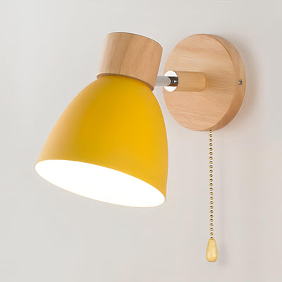 Delira Wandlamp Hout Metaal met Trekkoord