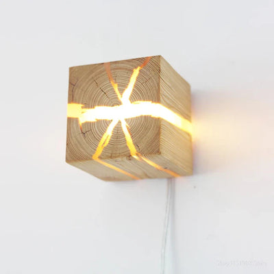 Delira Wandlamp Massief Hout Kubusvorm