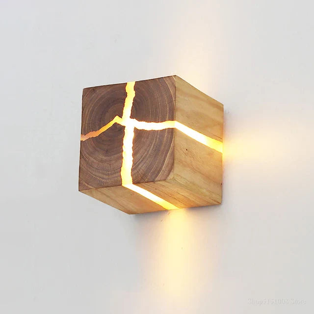 Delira Wandlamp Massief Hout Kubusvorm