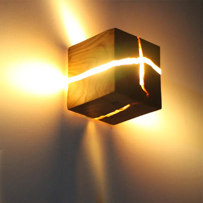 Delira Wandlamp Massief Hout Kubusvorm