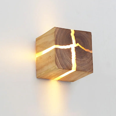 Delira Wandlamp Massief Hout Kubusvorm