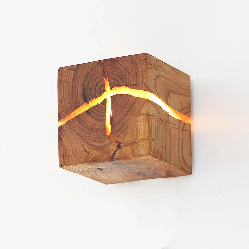 Delira Wandlamp Massief Hout Kubusvorm