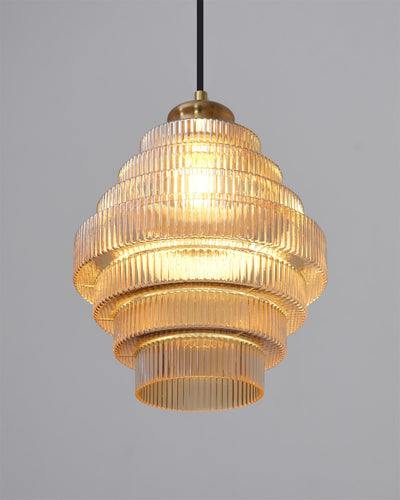 Delira Hanglamp Geribbeld Glas Messing