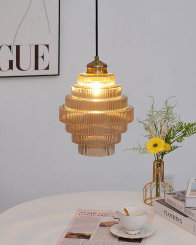 Delira Hanglamp Geribbeld Glas Messing