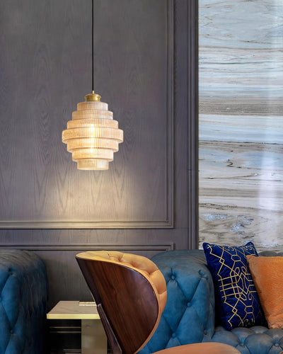 Delira Hanglamp Geribbeld Glas Messing