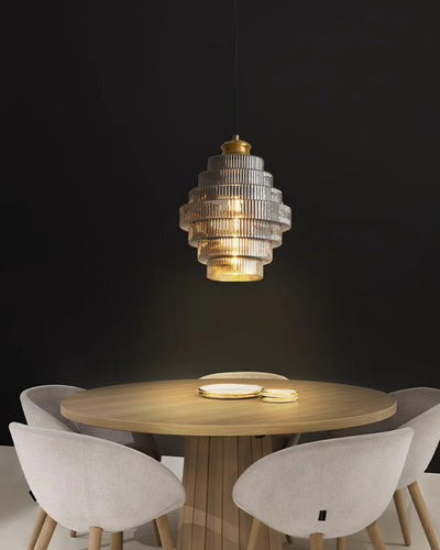 Delira Hanglamp Geribbeld Glas Messing
