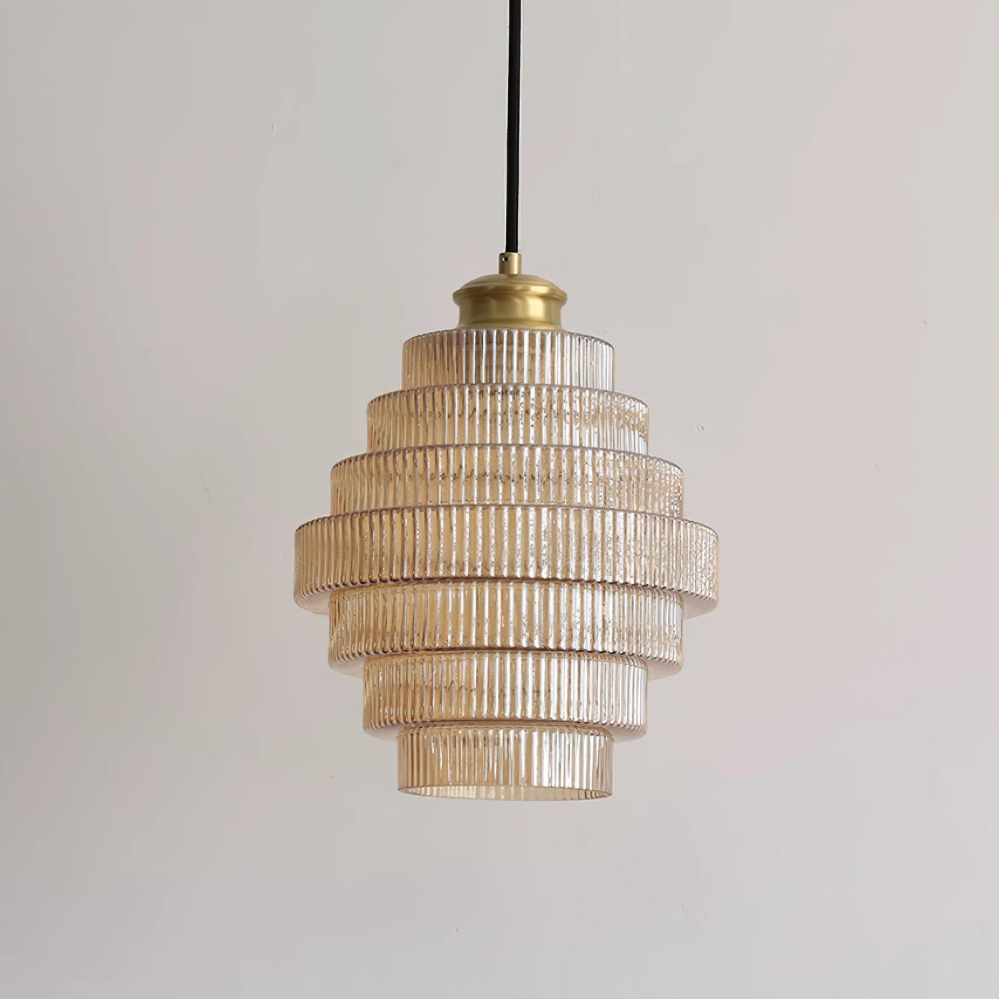 Delira Hanglamp Geribbeld Glas Messing