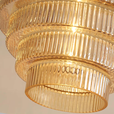 Delira Hanglamp Geribbeld Glas Messing