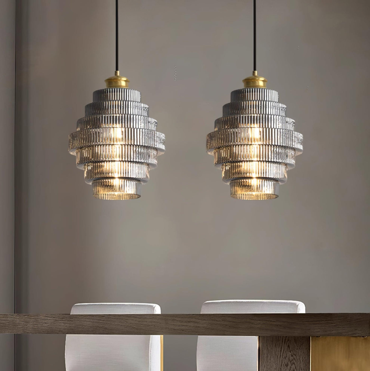 Delira Hanglamp Geribbeld Glas Messing