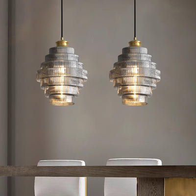 Delira Hanglamp Geribbeld Glas Messing