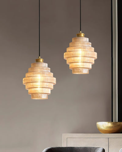 Delira Hanglamp Geribbeld Glas Messing