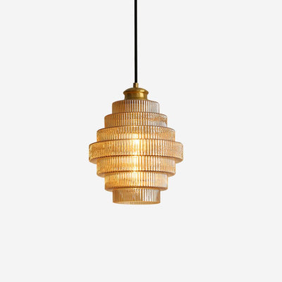 Delira Hanglamp Geribbeld Glas Messing