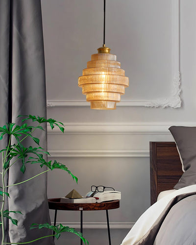 Delira Hanglamp Geribbeld Glas Messing