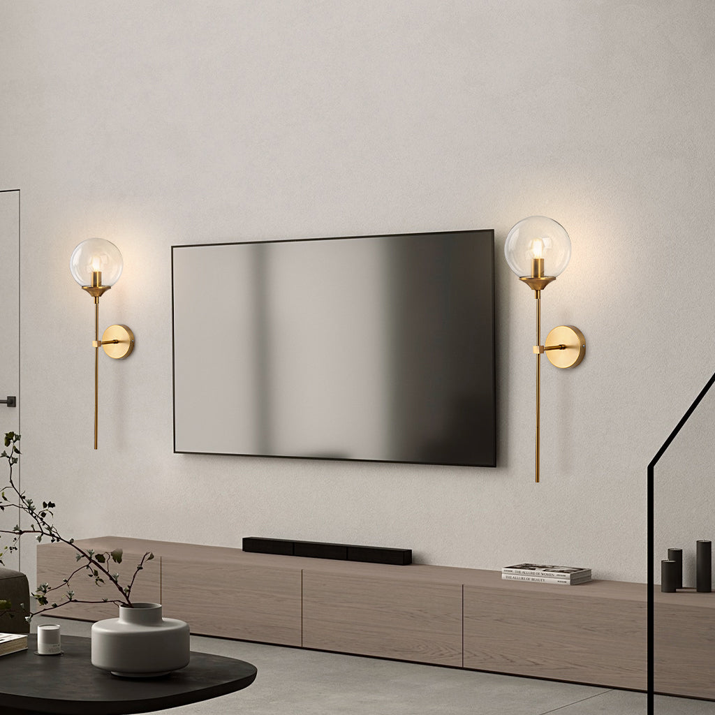 Delira Wandlamp Glazen Bol Metalen Basis