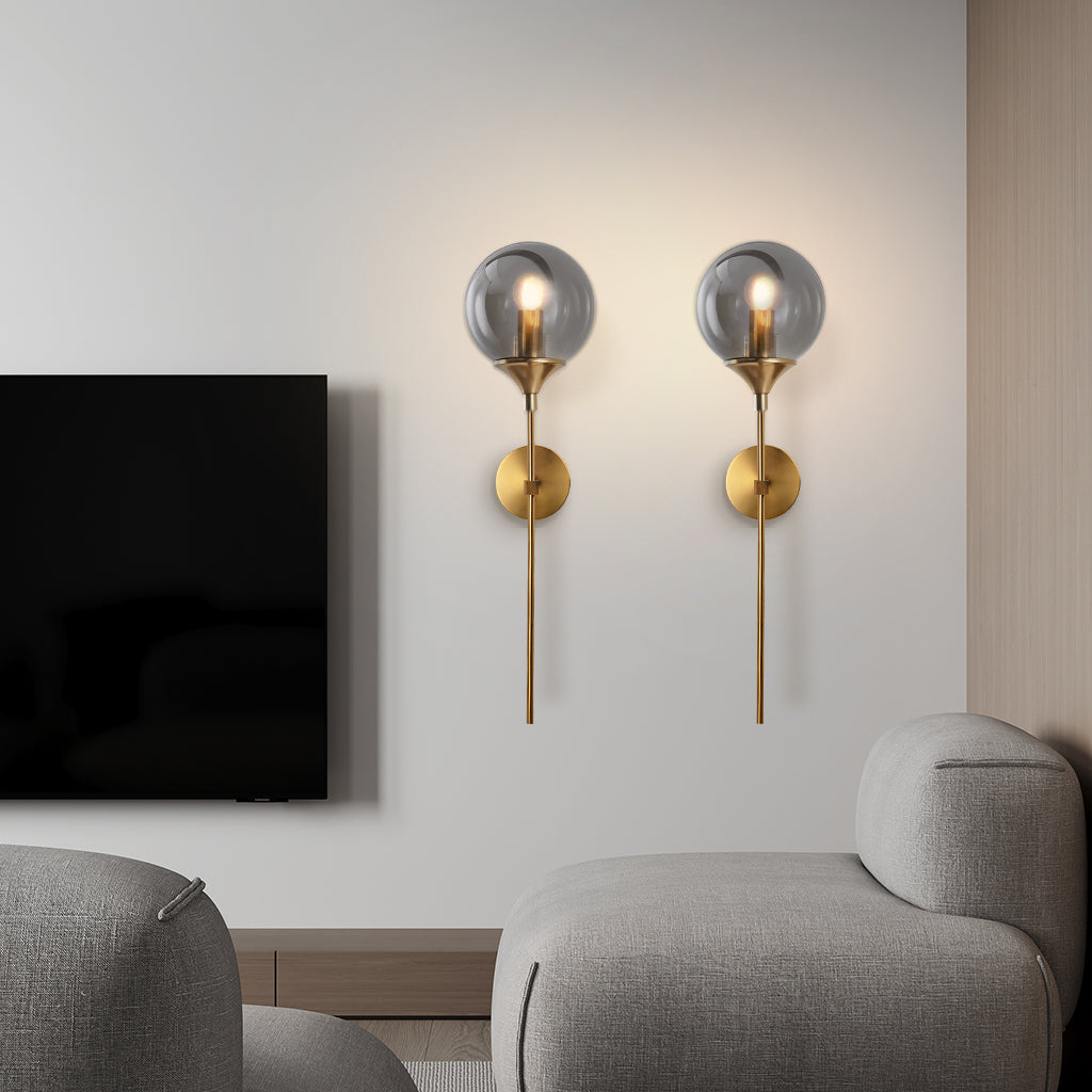 Delira Wandlamp Glazen Bol Metalen Basis
