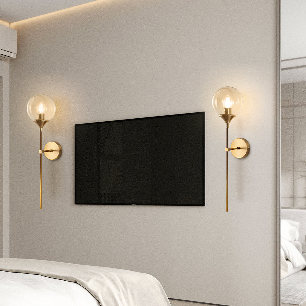 Delira Wandlamp Glazen Bol Metalen Basis