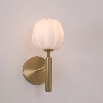Delira Wandlamp Messing met Albasten Bloemen