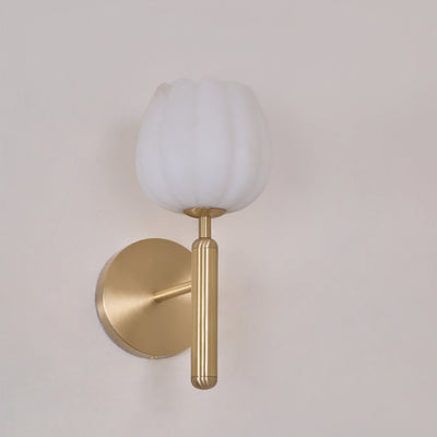 Delira Wandlamp Messing met Albasten Bloemen