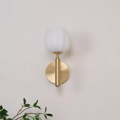 Delira Wandlamp Messing met Albasten Bloemen