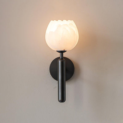 Delira Wandlamp Messing met Albasten Bloemen