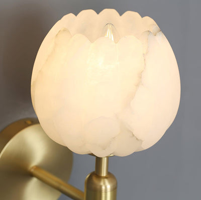 Delira Wandlamp Messing met Albasten Bloemen