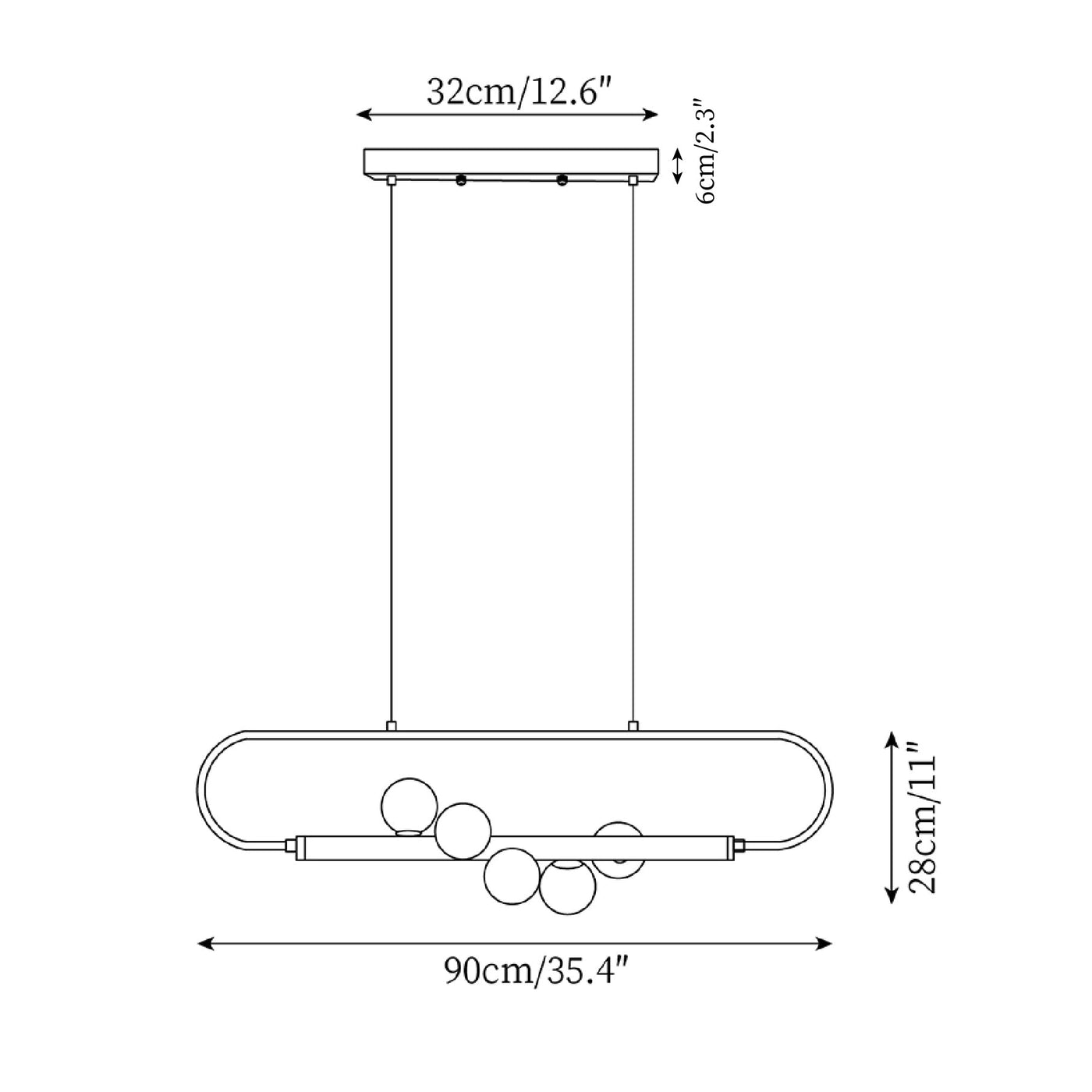 Delira Hanglamp Langwerpig Glas Messingkleur