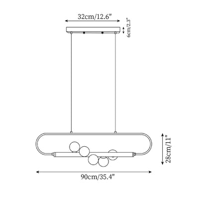Delira Hanglamp Langwerpig Glas Messingkleur