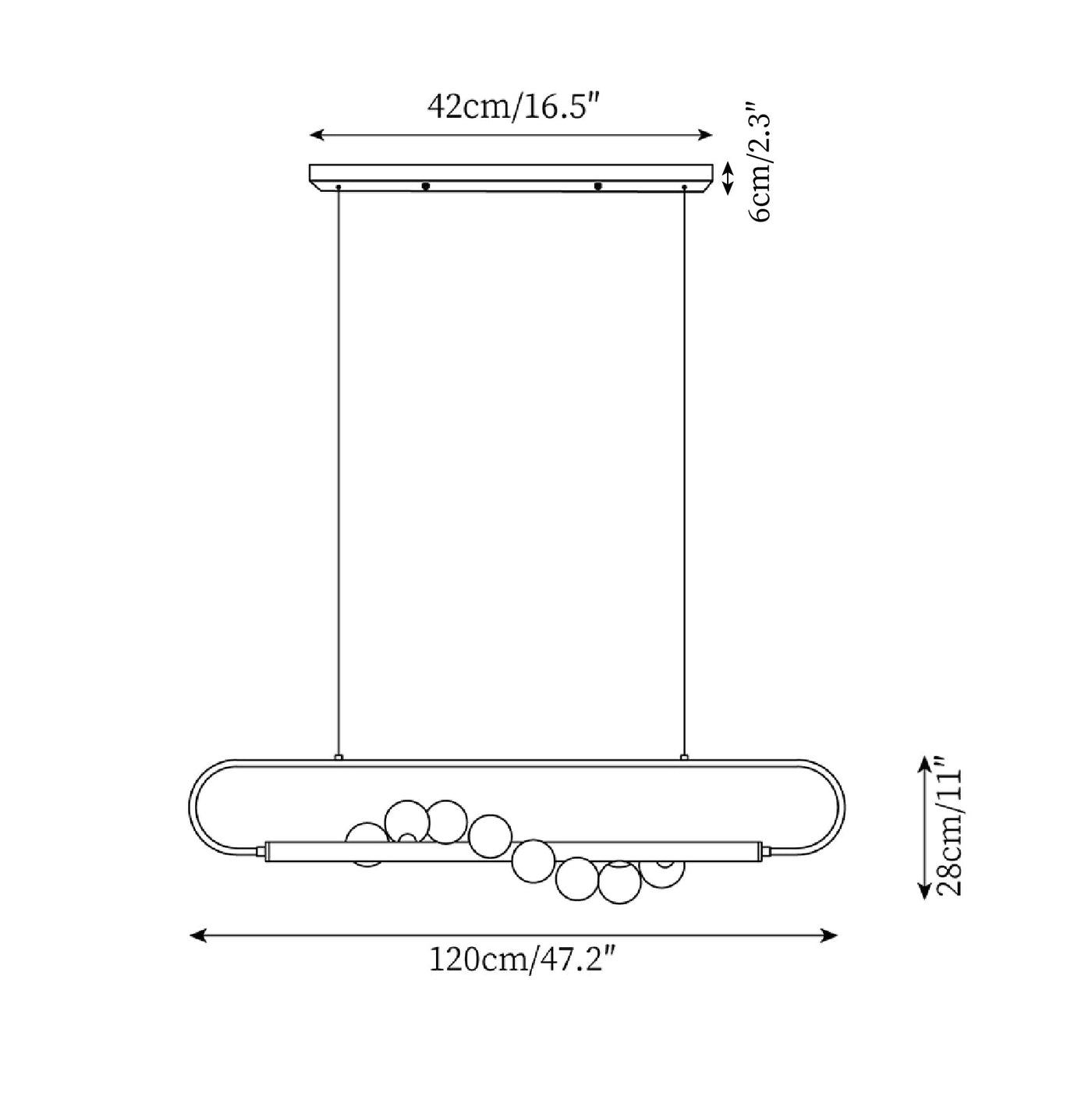 Delira Hanglamp Langwerpig Glas Messingkleur