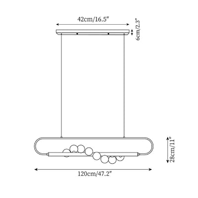 Delira Hanglamp Langwerpig Glas Messingkleur