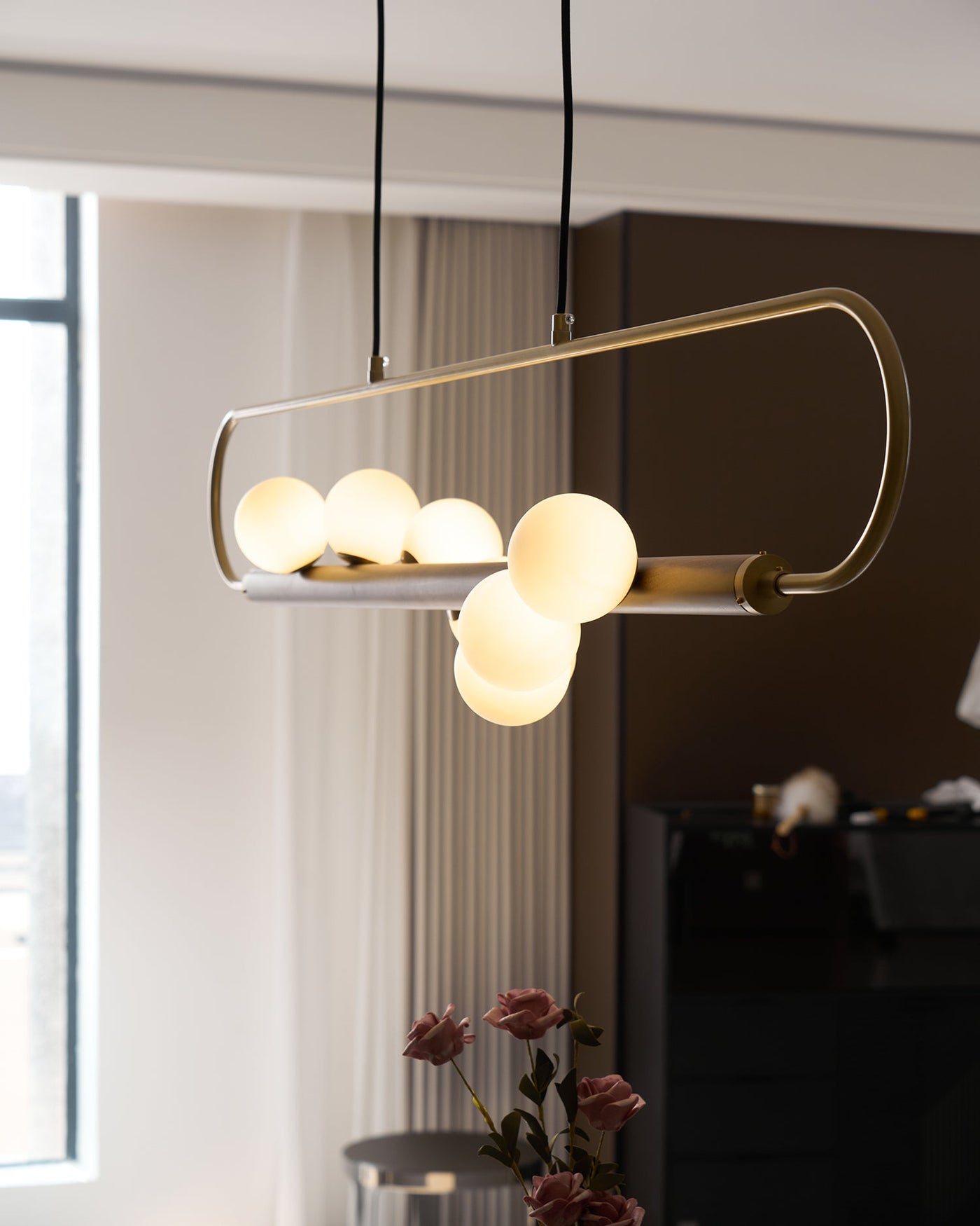 Delira Hanglamp Langwerpig Glas Messingkleur