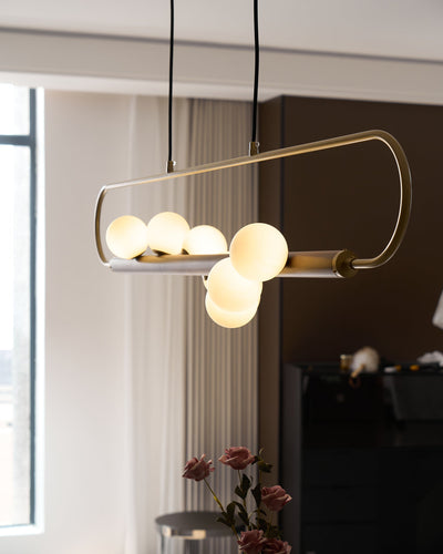 Delira Hanglamp Langwerpig Glas Messingkleur