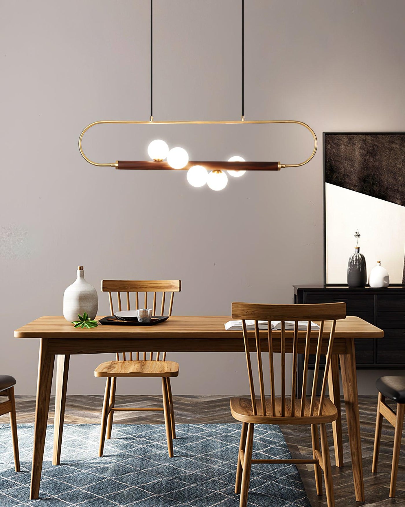 Delira Hanglamp Langwerpig Glas Messingkleur