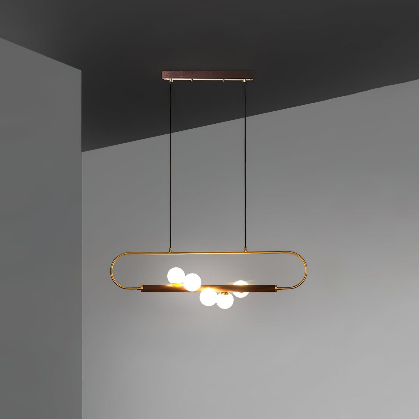 Delira Hanglamp Langwerpig Glas Messingkleur