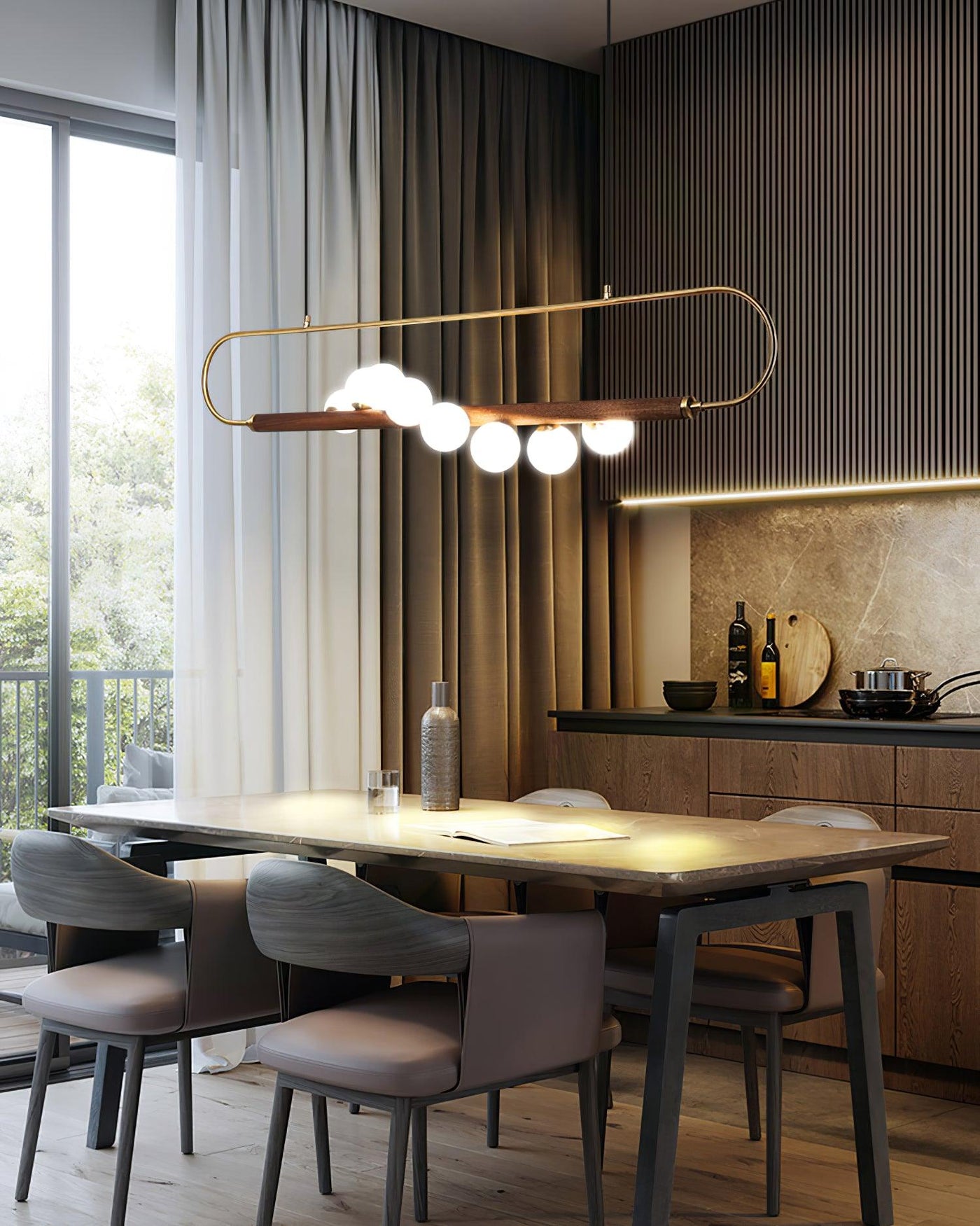 Delira Hanglamp Langwerpig Glas Messingkleur