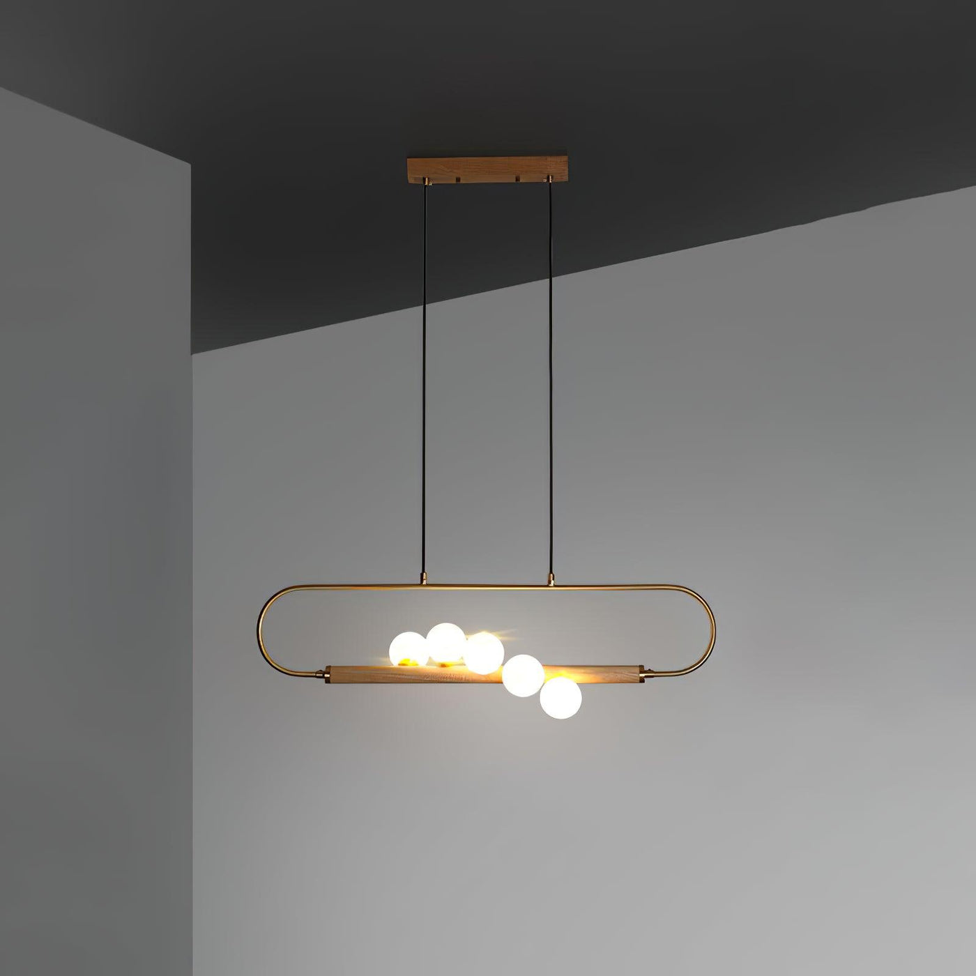 Delira Hanglamp Langwerpig Glas Messingkleur