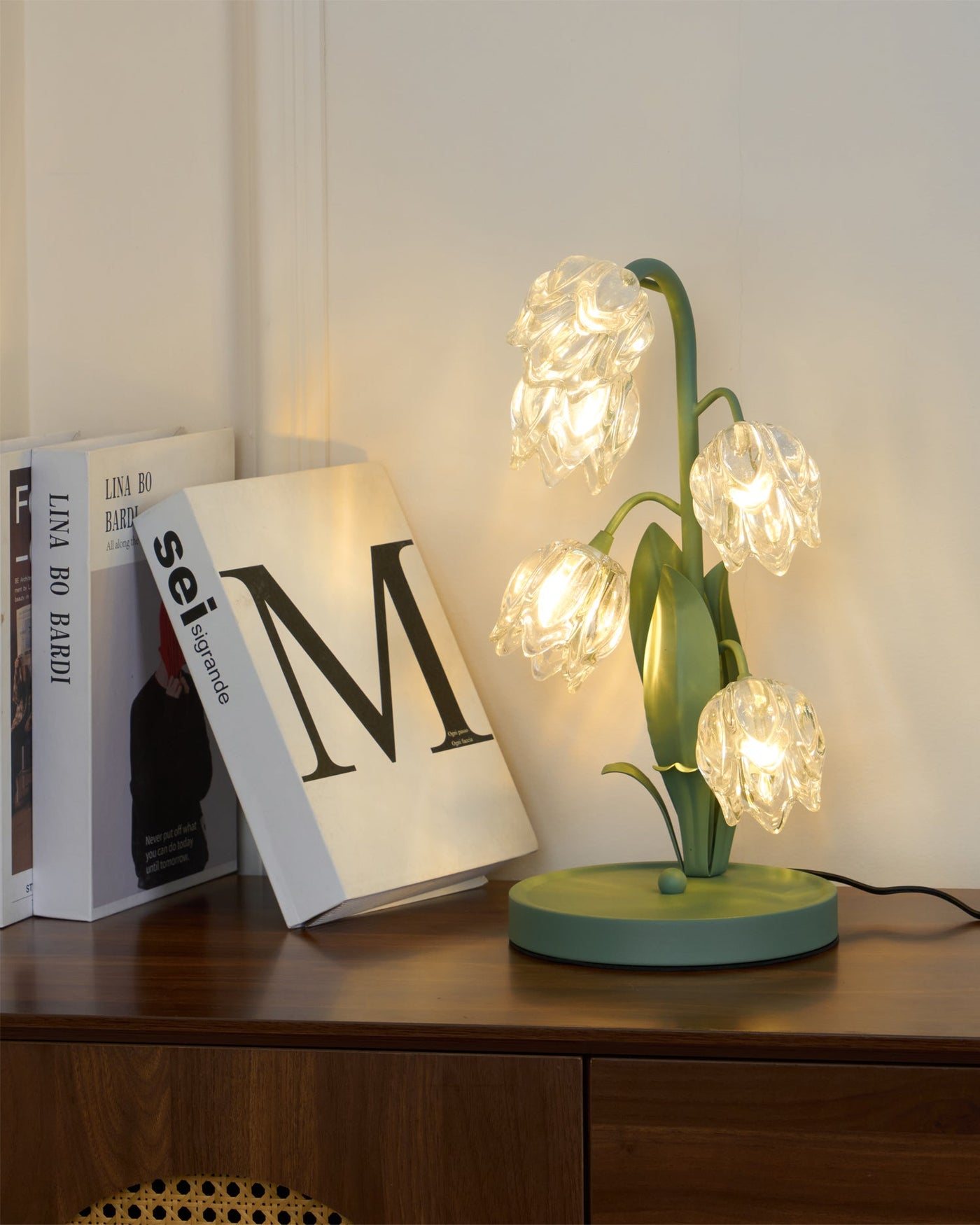 Delira Tafellamp Bloemvorm Glasgroen