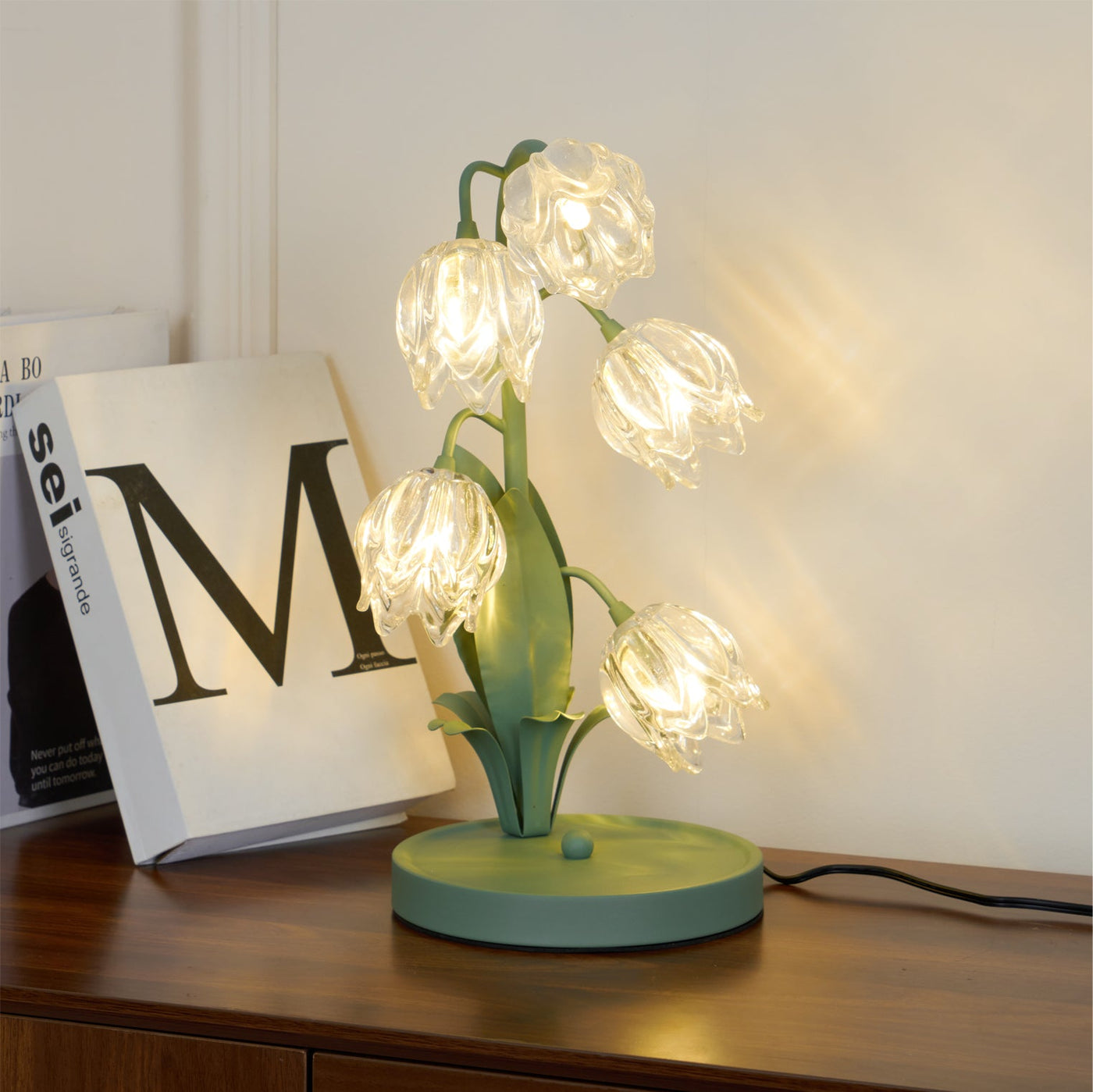 Delira Tafellamp Bloemvorm Glasgroen