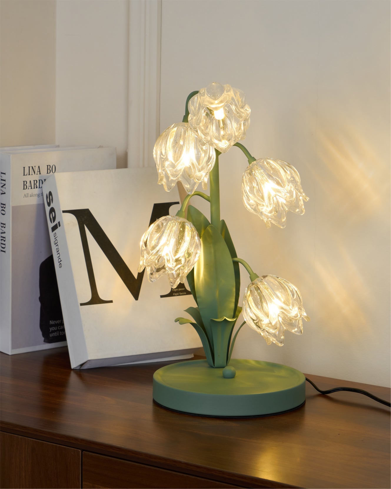 Delira Tafellamp Bloemvorm Glasgroen