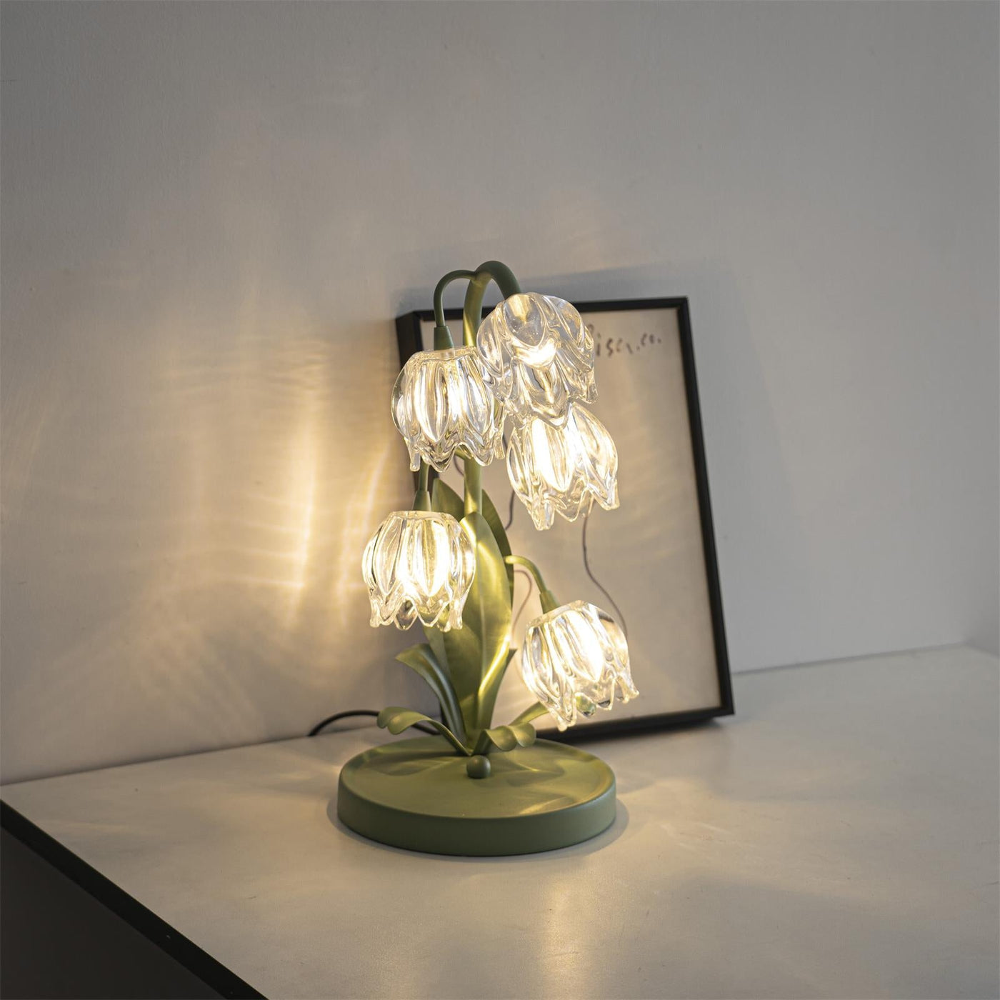 Delira Tafellamp Bloemvorm Glasgroen