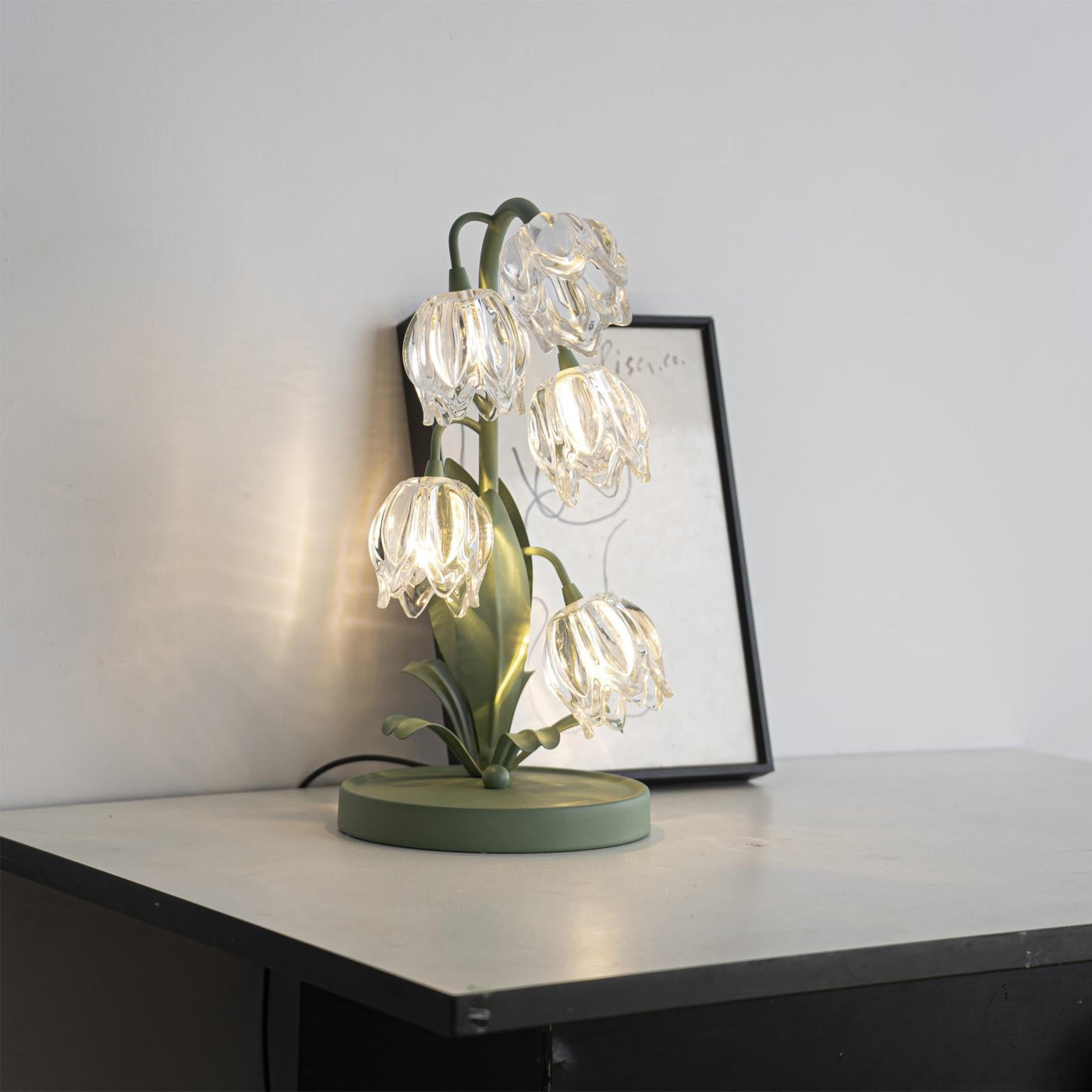 Delira Tafellamp Bloemvorm Glasgroen