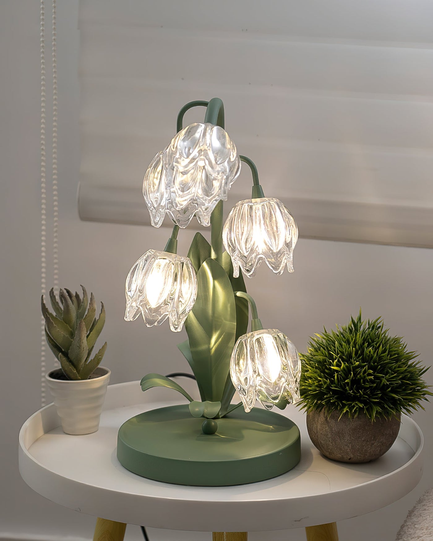 Delira Tafellamp Bloemvorm Glasgroen