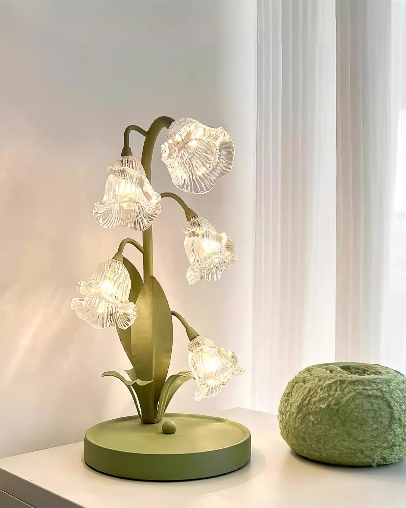 Delira Tafellamp Bloemvorm Glasgroen