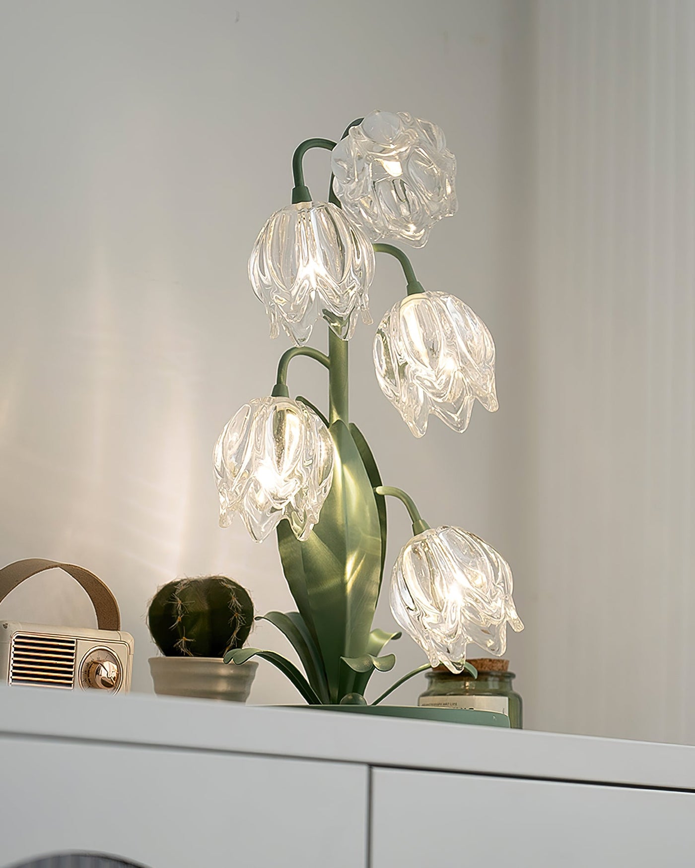Delira Tafellamp Bloemvorm Glasgroen