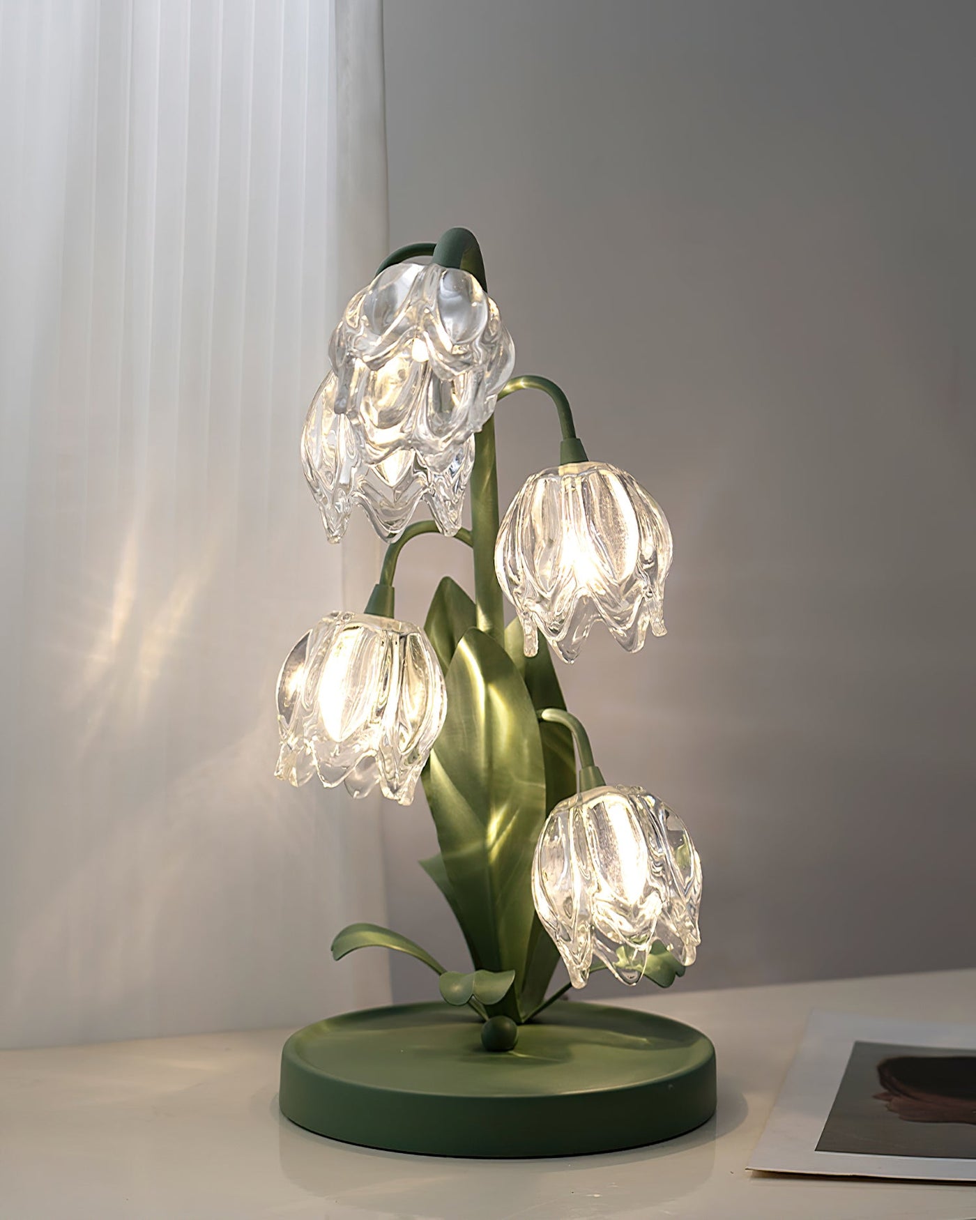 Delira Tafellamp Bloemvorm Glasgroen