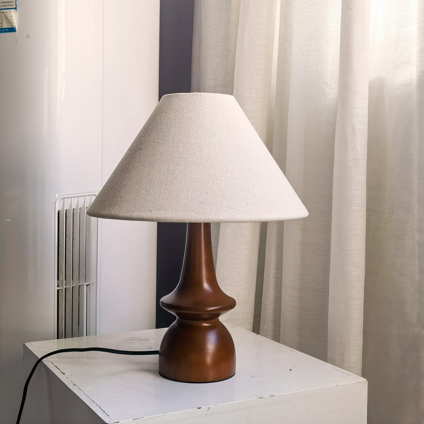 Vintage Massief Houten Tafellamp