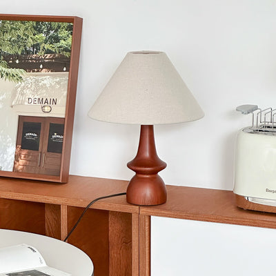 Vintage Massief Houten Tafellamp