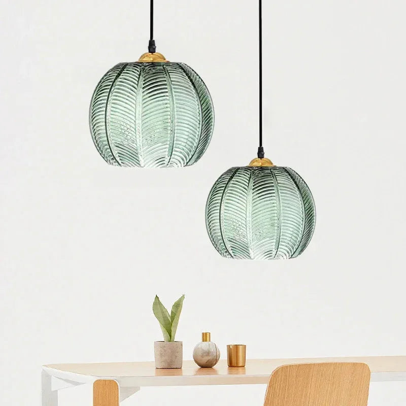 Delira Hanglamp Palmblad Glas Boho