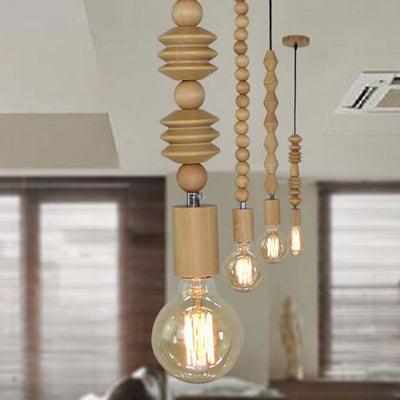 Delira Hanglamp Massief Hout Kralendetail